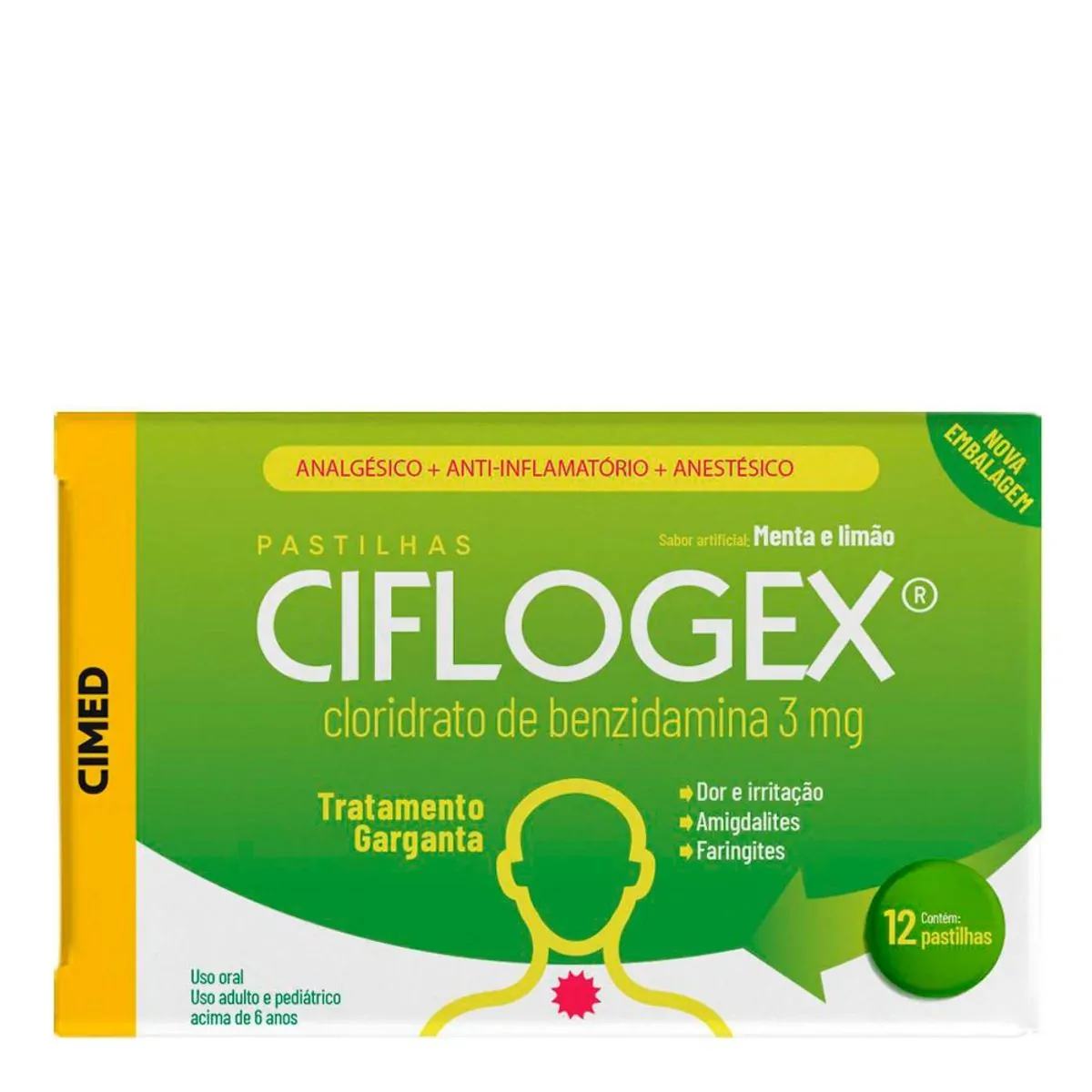 CIFLOGEX PASTILHA MENTA LIMAO C/12