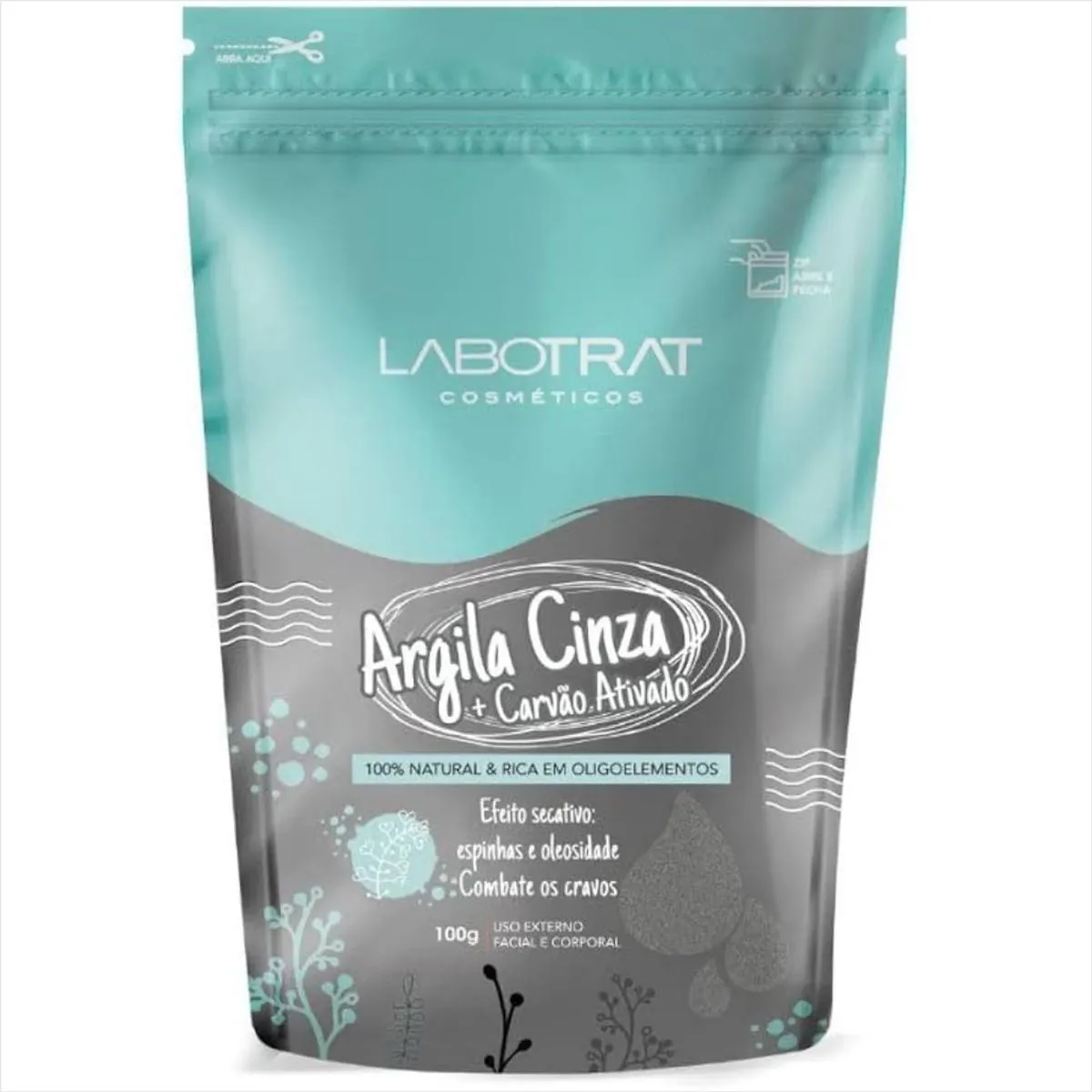ARGILA CINZA C/CARVAO ATIVADO 100G LABOTRAT